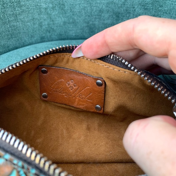 Patricia Nash Brown and Teal Cosmetic Bag - Picture 4 of 8